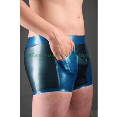 New handmade natural latex mens briefs rubber panties with 2 pockets custom made plus size
