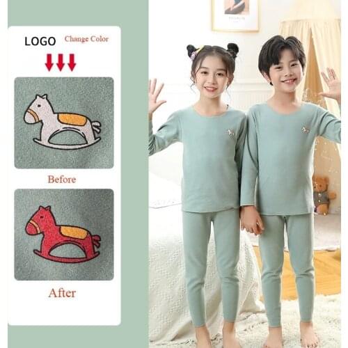 Baby Girl Clothes Kids Boys Pajamas Set Autumn Winter Thermal Underwear Seamless Suit For Children Teen Clothing Tops+Pants Suit