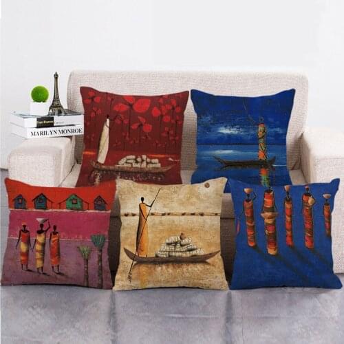 Wholesale 45cm*45cm Hand drawn abstract pattern Linen/Cotton Throw Pillow Covers Couch Cushion Cover Home Decor Pillowcase