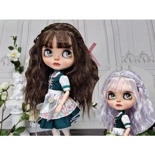 Blythesdoll Wigs fit the 1/6 size of the stylish and versatile new boxer braids imitation mohair wig in dark gold brown black