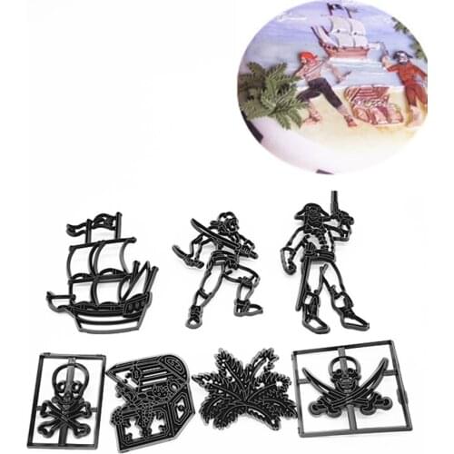 Pirate Family Cookie Cutter Plastic Biscuit Knife Baking Fruit Cake Kitchen Tools Mold Embossing Printing