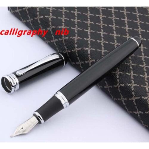 Luxury quality Jinhao 750 Black Lacquered With Silver Trim fude Calligraphy Nib Fountain Pen Stationery Office Supplies
