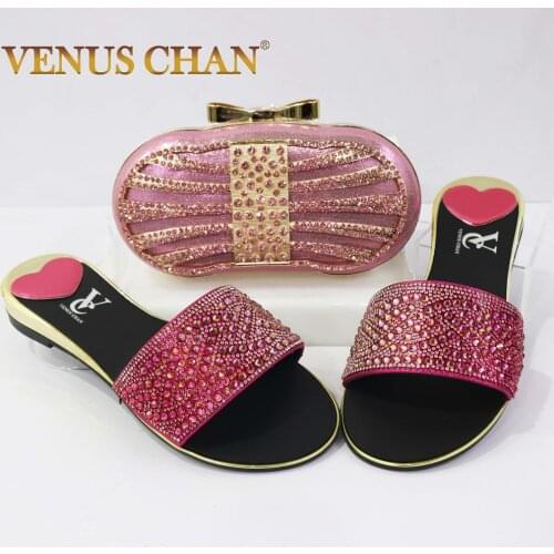 Slingbacks Fashion Nigerian Women Shoes Matching Bag in rose red Color Special Ponted Toe Sandals for Wedding Party