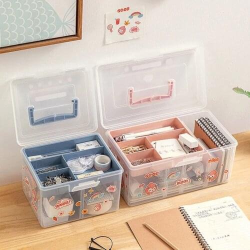 Student hand account and paper tape desktop storage box, hand account sticker finishing box, multifunctional sundries stationery