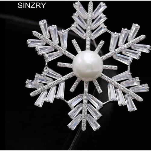SINZRY Classic Cubic zirconia jewelry accessory brilliant snowflake brooches pin elegant OL scarf buckles costume jewelry gift