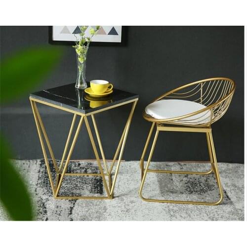 Nordic small apartment living room marble small coffee table creative mini square side several light luxury net red chair dressi