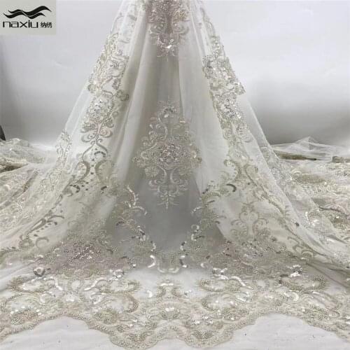 Madison French Nigerian Handmade Beaded Tulle Lace Fabric 2021 High Quality Lace African Lace Fabric For Wedding Sewing