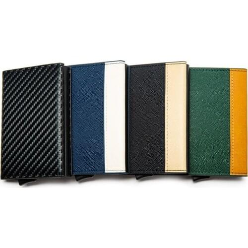 2021 RFID ID Card Holder Case Slim Mini Leather Wallet Male Coin Purse with Zipper & Note Compartment For Women