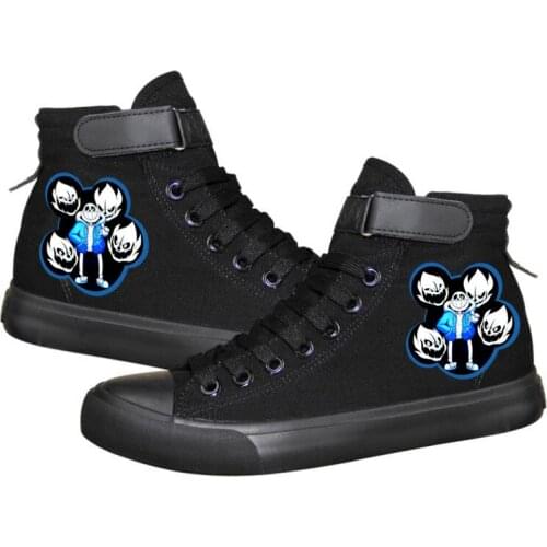 Unisex Anime Undertale Preppy Casual Ankle Black Canvas Shoes Frisk Toriel Sans Papyrus Hook Loop plimsolls duck shoes Sneakers