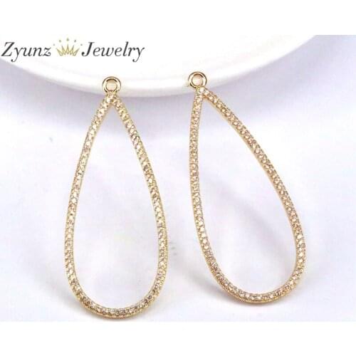 10PCS, CZ Micro Pave Gold Color Crystal Drop Pendants DIY Jewelry Making for Necklace Earring Fashion Charms Pendants Findings