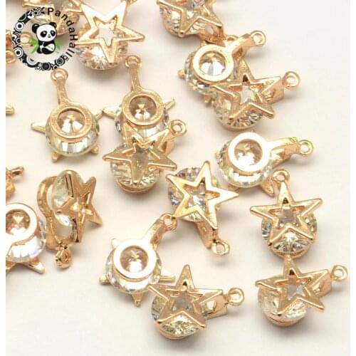 100pcs 14x10mm Jewelry Accessories Star Sun Alloy Bijoux Charms Cubic Zirconia, 14x10x6mm