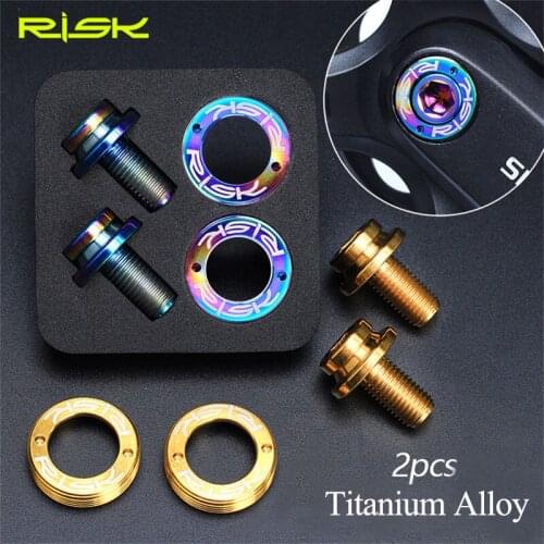 2 sets RISK M8*15mm Square Hole Titanium MTB Bike Bottom Bracket Bolts Ultralight Bicycle Bottom Bracket Crank Fixed Screws