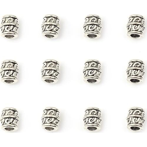 20pcs 7X8mm Antique Silver Color Column Tube Charm Beads Loose Spacer Beads For Jewelry Making DIY Bracelet Necklace