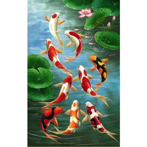 Diamond Embroidery Full Display Fish 5d Diamond Painting Cross stitch Home Decor Square round Drill Rhinestone MosaicZP-203