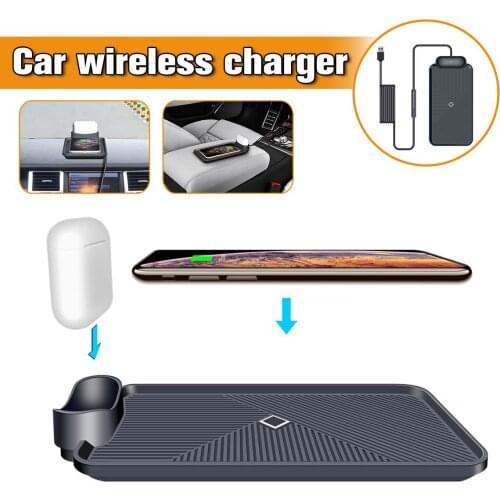 10W Qi Wireless Charger Pad Fast Charging Dock Non-slip Mat For AirPods 1/2/Pro Car Dashboard Holder Stand For BMW For Audi A6
