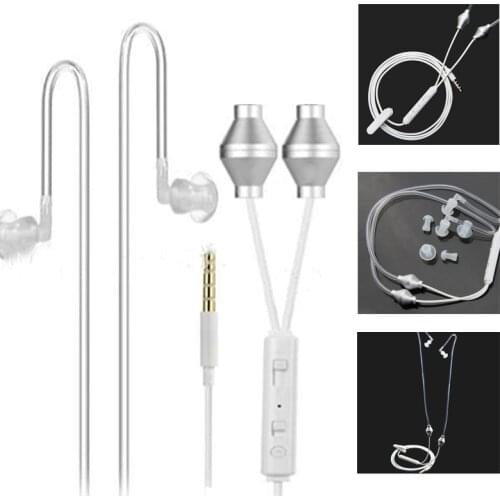 Binaural 3.5mm Anti Radiation Phone With Microphone Noise Cancelling Air Tube Acoustic Earphone