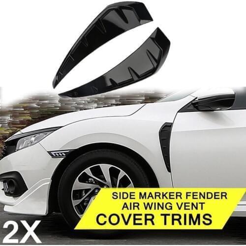 2x Side Body Marker-Fender Air Wing Vent Cover Trims For Honda Civic-2016 2017 10th ABS Plastic Exterior Accessories 34x9cm