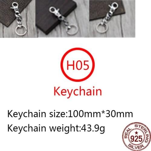 H05 S925 sterling silver key chain personalized fashion punk hip-hop style jewelry cross glossy shape DIY accessories new hot