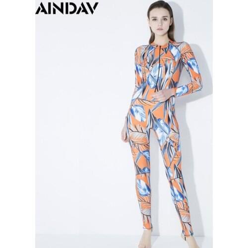 Women Slim Sports Long Sleeve Wetsuits Jumpsuits One Piece Swimwear Push Up Female Surfing Diving Swimsuits Swimming Bodysuits