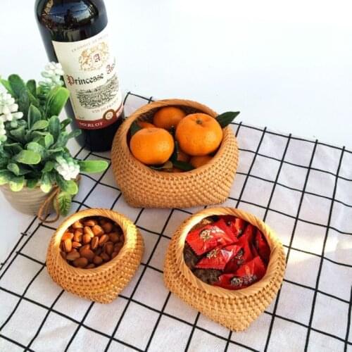 Vietnam Autumn Rattan Storage Storage Tea Snacks Dried Fruit Snack Storage Basket Stationery Pencil Tableware Storage Box