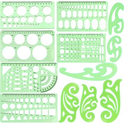 MIUSIE 10 Pcs Templates Measuring Rulers Drawing Ruler Plastic Measuring Templates For DIY Craft School Office Suppliers
