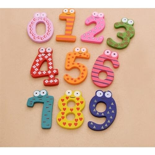 Cartoon Educational Toy Digital Refrigerator 10Pcs/LOT Numbers Stickers Creative Wooden Infant Childrens Early Education Toys
