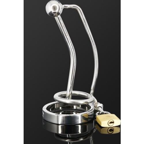 Stainless Steel Male Chastity Device with Urethral tube Cage Erotic Sleeve Penis Ring Delay Ejaculation BDSM Sex Toys For Men