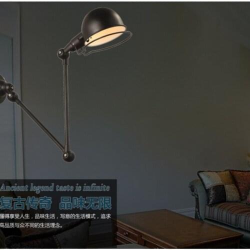 RH loft wall lamp mechanical arm france Jielde wall lamp reminisced retractable double vintage,folding rod- With Switch