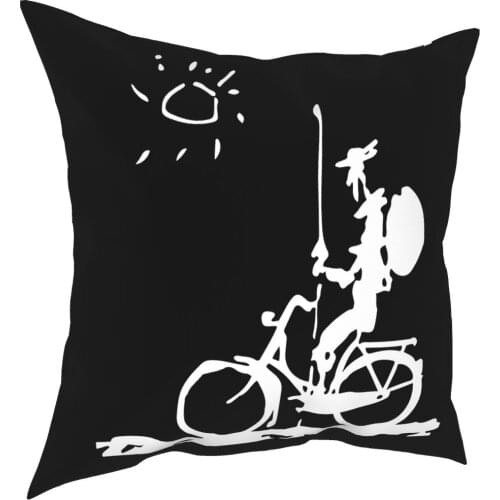 Pablo Picasso Parody Don Quixote Pillowcase Printed Fabric Cushion Cover Decorative Riding Bike Throw Pillow Case Cover 45*45cm