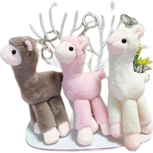 New 12pcs/lot 20cm Cartoon Long-Legged Alpaca Keychain Doll Animal Plush Toys Gifts