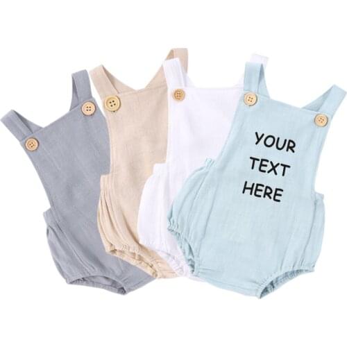 Personalized Summer Baby Romper with Monogram or Name Cotton Linen Newborn Baby Boy/Girl Coming Home Outfit 1st Birthday Outfit