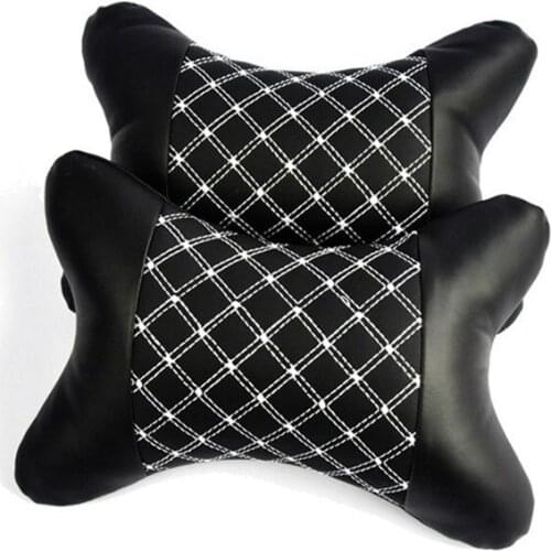 Leather Pillow Genuine Car Neck Protection Design Safety Auto Headrest Support Rest Pillows Black Auto Safety Car Accessories