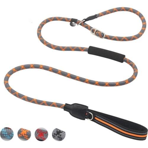 Reflective P Chain Large Dog Leash Slip Collar pet Walking Lead Explosion proof big Dog Climbing Rope Comfortable Double handle