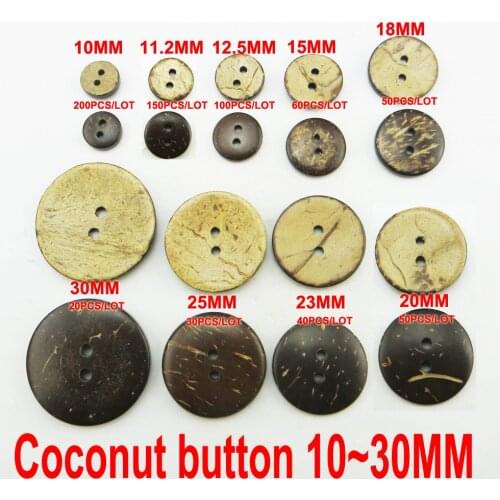10MM~30MM COCONUT clothes sewing button round jewelry accessory charms sewing clothes boots coat accessories