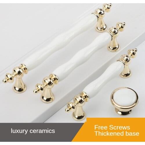 Wardrobe Golden Ceramic Furniture Handle European Style Cabinet Door Drawer Knob Modern Minimalist Kitchen Furniture Decoration