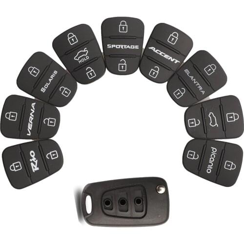 Jingyuqin 50ps Replace Rubber Pad 3 Buttons Flip Car Remote Key Shell For Hyundai I30 IX35 Kia K2 K5 Key Cover Case