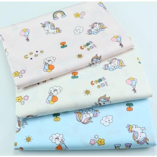 100% Cotton Printed Unicorns Sewing Fabric ,Quilting Fat Quarters Material For Baby&child, DIY Bedding Textile Fabric