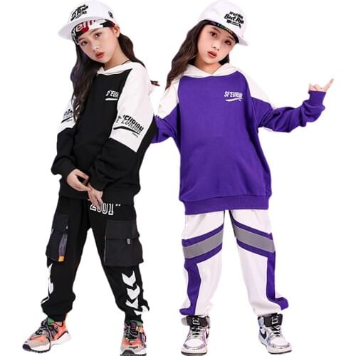 4-14 Years Boys Girls Hoodie Tops /Jogger Pants Clothes Kids Track Suit Hip Hop Street Dance Performance Wear