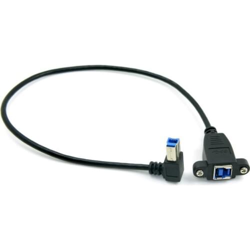 Zihan 30cm USB 3.0 Back Panel Mount B Type Female to 90 Degree Right Angled B Type Male Extension Cable