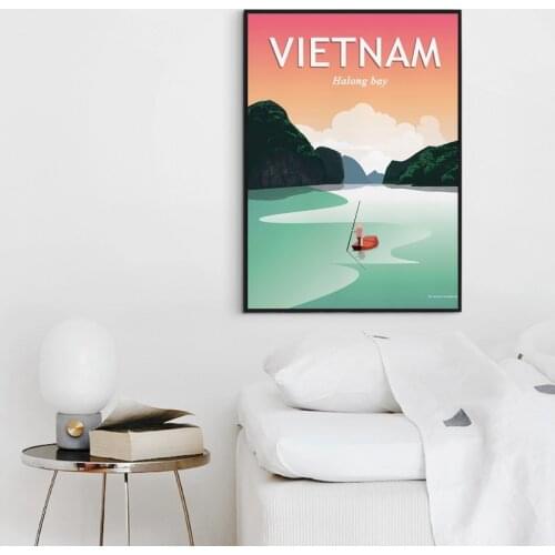 Vietnam Halong Bay Vintage Poster Canvas Painting Travel Scenery Tourism Art Painting Wall Picture Home Decor Traveler Gift Idea