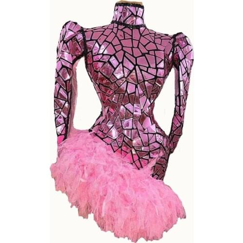 Shining Sequins Long Sleeve Short Mini Dress Evening Celebrate Birthday Party Dress Nightclub Dance Costume Singer Stage Dress