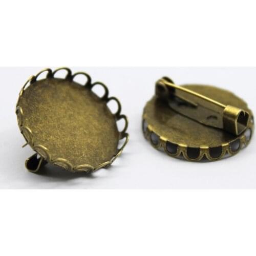 ZEROUP 10pcs 20mm Antique Bronze Plated Brooch Base Cabochons Blank Base Brass Copper Brooch Setting Supplies for Jewelry