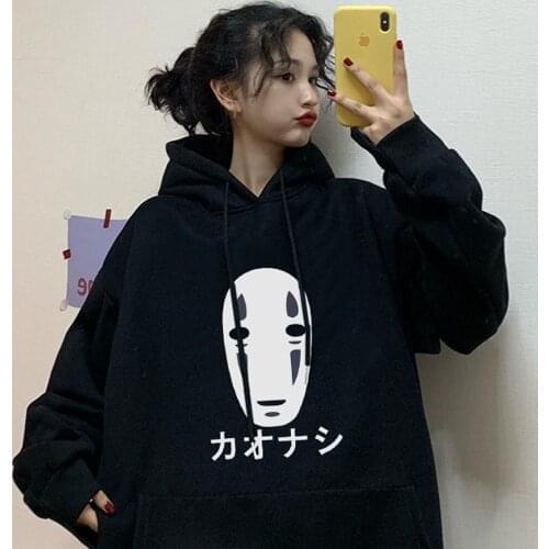 Japanese Cartoon women anime Print winter fashion big size Vintage Ulzzang punk ins big size long sleeve loose hooded sweatshirt