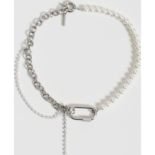 Necklace women asymmetric chain collarbone chain 2021 star the same pearl necklace