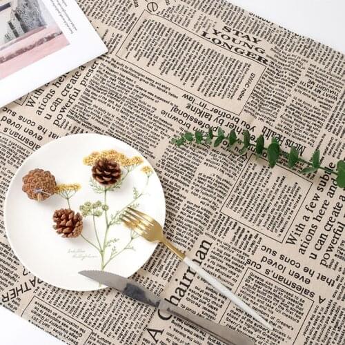 1PC 71 * 50cm Table Napkin Home Retro English Newspaper European Style Table Cloth Tea Towel Pad Background Cloth