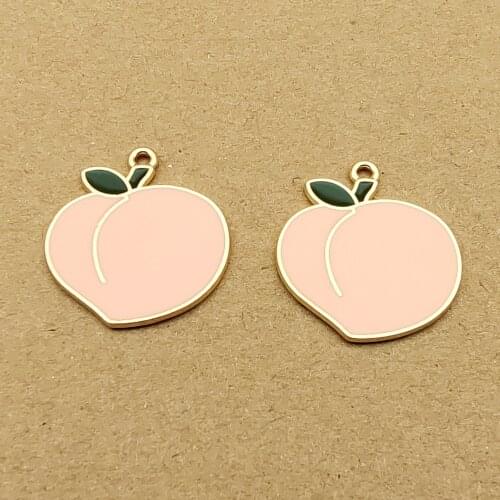 10pcs 23x26mm peach charm enamel charm for jewelry making fashion earring pendant bracelet necklace charms