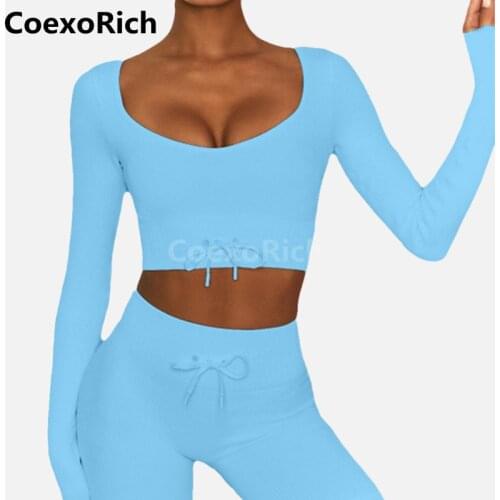 2021 Leisure Sportswear Women Fitness Suit Yoga Shirts Long Sleeve Seamless Crop Top Squat Gym Leggings Workout Set Tracksuit