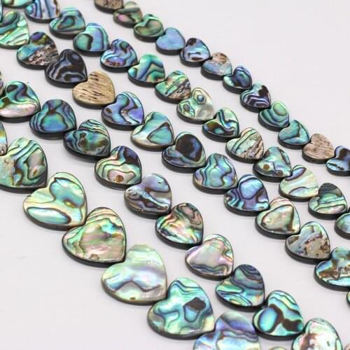 4PCS Natural Abalone Shell with Straight Hole Love Heart-shaped Loose Beads for Jewelry Making Necklace DIY Bracelet Accessories