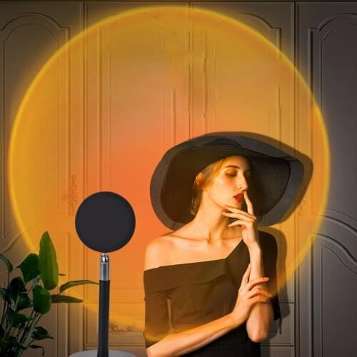 5W USB Rainbow Sunset Red Projector LED Night Light Family Bedroom Wall Decoration Projection Lamp Cafe Installed Lighting Lamp