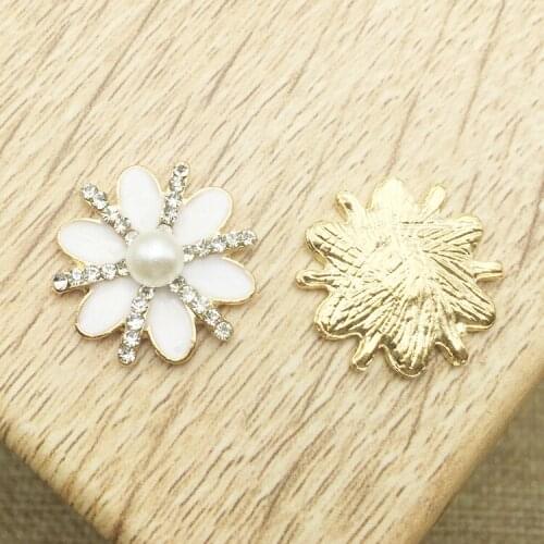 50pcs 22mm Bling Metal Rhinestone buttons Jewelry Findings Clear Alloy Crystal Flatback embellishment for Hair Accessories